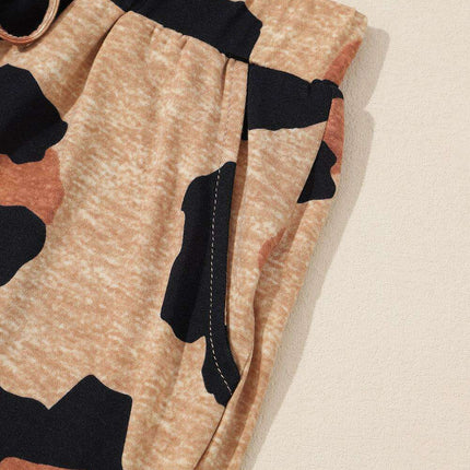 Chic Leopard Print Lounge Set: Long Sleeve Pullover and Shorts Combo - Très Elite