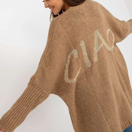 Chic Lettered Knit Cardigan for Effortless Style - Très Elite