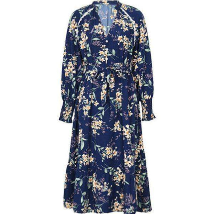 Chic Long Sleeve Floral Women's Polyester Dress