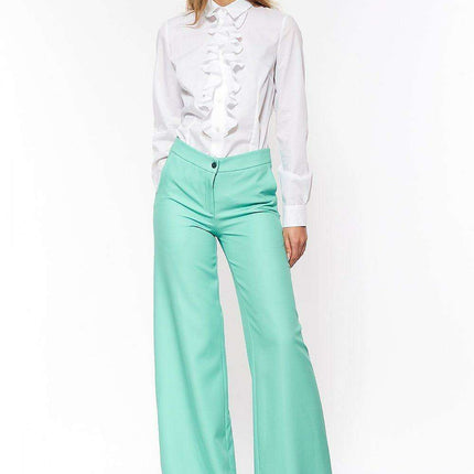 Chic Long Sleeve Jabot Neckline Cotton Blouse Elegant - Très Elite