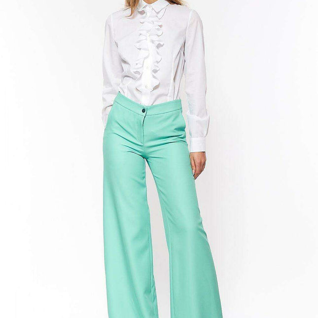 Chic Long Sleeve Jabot Neckline Cotton Blouse Elegant - Très Elite