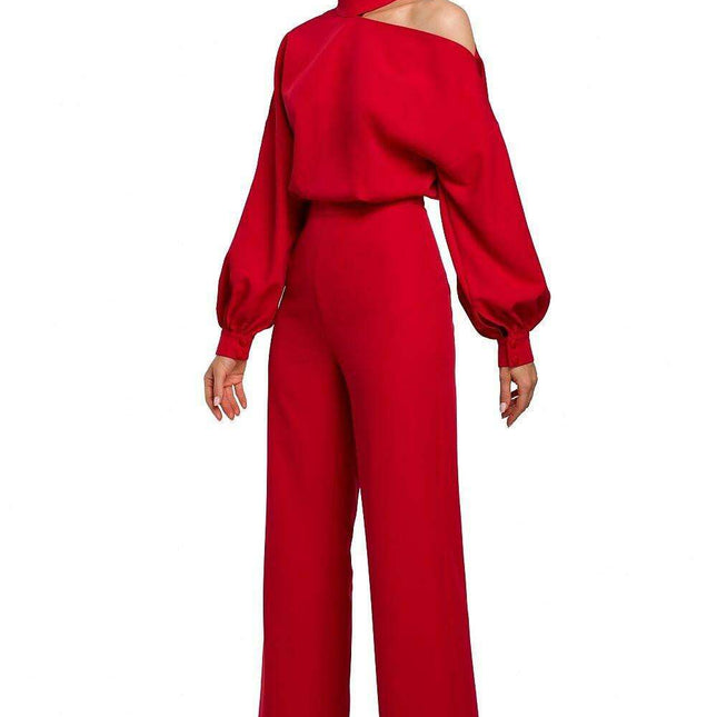 Chic Long Sleeve Jumpsuit with Slit Accent