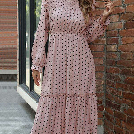 Chic Long Sleeve Polka Dot Dress: A Classic Wardrobe Essential for Women - Très Elite