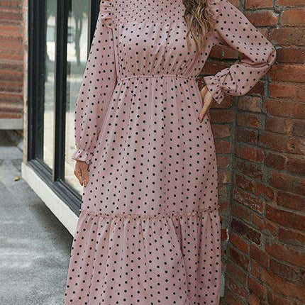 Chic Long Sleeve Polka Dot Dress: A Classic Wardrobe Essential for Women - Très Elite