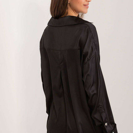 Chic Long Sleeve Satin Shirt with Pocket Detail - Très Elite