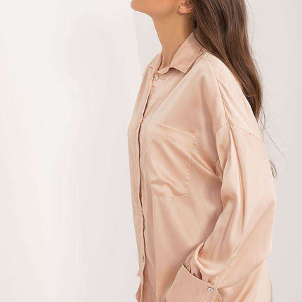 Chic Long Sleeve Satin Shirt with Pocket Detail - Très Elite