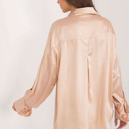 Chic Long Sleeve Satin Shirt with Pocket Detail - Très Elite