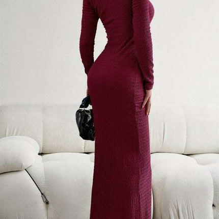 Chic Long Sleeve Square Neck Knit Dress for Women - Perfect for Any Occasion - Très Elite