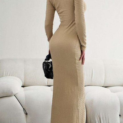 Chic Long Sleeve Square Neck Knit Dress for Women - Perfect for Any Occasion - Très Elite