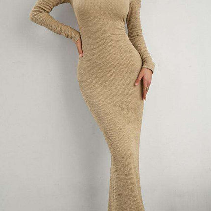 Chic Long Sleeve Square Neck Knit Dress for Women - Perfect for Any Occasion - Très Elite