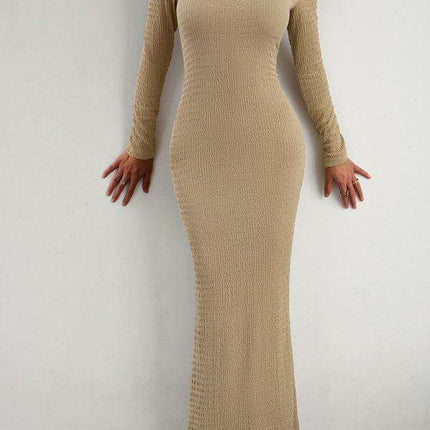 Chic Long Sleeve Square Neck Knit Dress for Women - Perfect for Any Occasion - Très Elite
