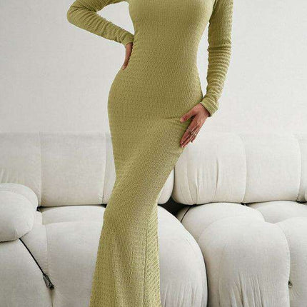 Chic Long Sleeve Square Neck Knit Dress for Women - Perfect for Any Occasion - Très Elite