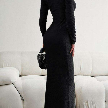 Chic Long Sleeve Square Neck Knit Dress for Women - Perfect for Any Occasion - Très Elite