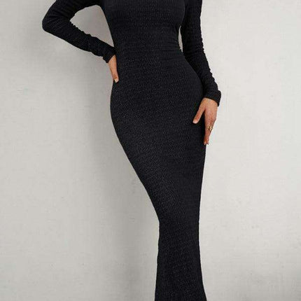 Chic Long Sleeve Square Neck Knit Dress for Women - Perfect for Any Occasion - Très Elite