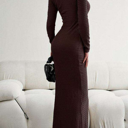 Chic Long Sleeve Square Neck Knit Dress for Women - Perfect for Any Occasion - Très Elite