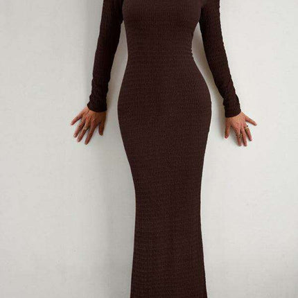 Chic Long Sleeve Square Neck Knit Dress for Women - Perfect for Any Occasion - Très Elite