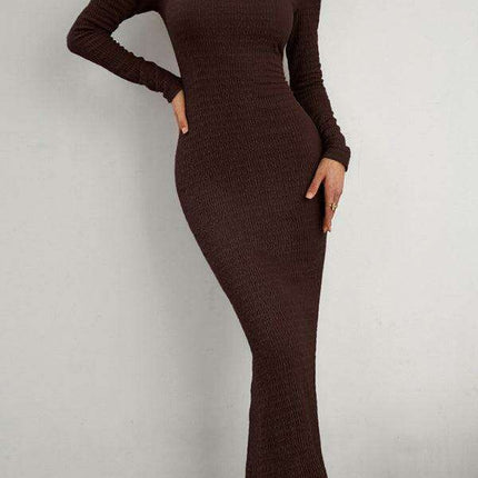Chic Long Sleeve Square Neck Knit Dress for Women - Perfect for Any Occasion - Très Elite