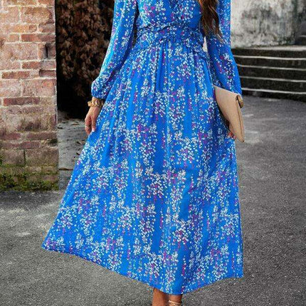 Chic Long Sleeve V-Neck Chiffon Dress - A Stylish Autumn-Winter Must-Have - Très Elite