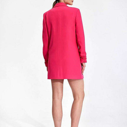 Chic Longline Double-Breasted Jacket with Distinctive Sleeve Accents - Très Elite