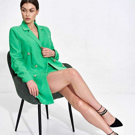 Chic Longline Double-Breasted Jacket with Distinctive Sleeve Accents - Très Elite