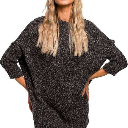 Chic Longline Fleece Sweater with Ribbed Cuffs - Très Elite