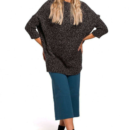 Chic Longline Fleece Sweater with Ribbed Cuffs - Très Elite
