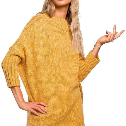 Chic Longline Fleece Sweater with Ribbed Cuffs - Très Elite