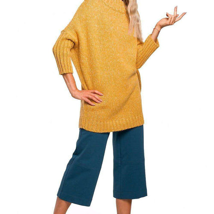 Chic Longline Fleece Sweater with Ribbed Cuffs - Très Elite