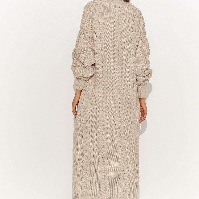 Chic Longline Plaid Knit Cardigan for Women