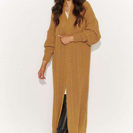 Chic Longline Plaid Knit Cardigan for Women