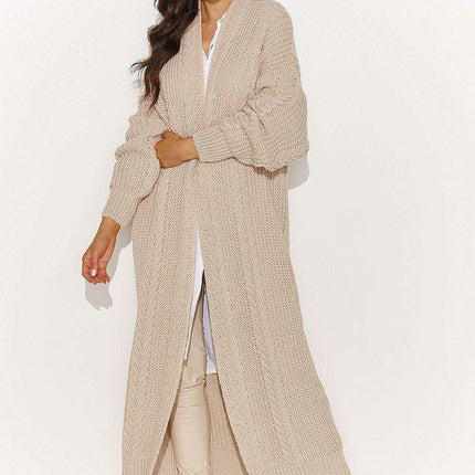 Chic Longline Plaid Knit Cardigan for Women