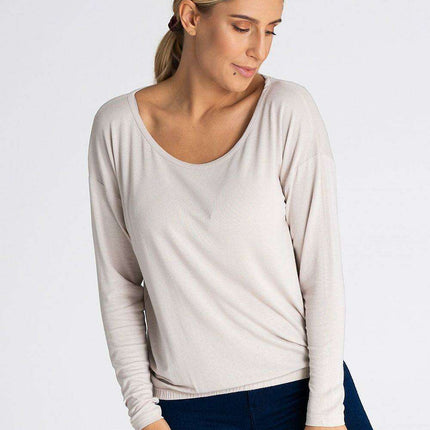 Chic Loose-Fit Round Neck Blouse with Drop Shoulder Design - Très Elite
