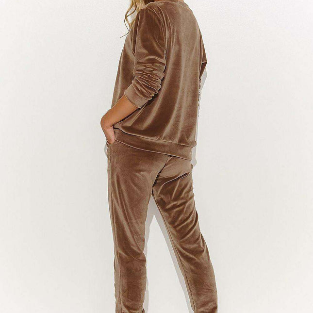 Chic Macadamia Velour Lounge Ensemble - Très Elite
