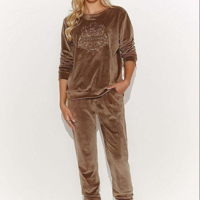 Chic Macadamia Velour Lounge Ensemble - Très Elite
