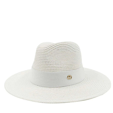 Chic Macaron White Straw Hat for Summer Travel - Essential Sun Protection for Beach Days 2023 - Très Elite