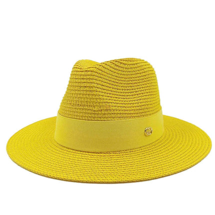 Chic Macaron White Straw Hat for Summer Travel - Essential Sun Protection for Beach Days 2023 - Très Elite