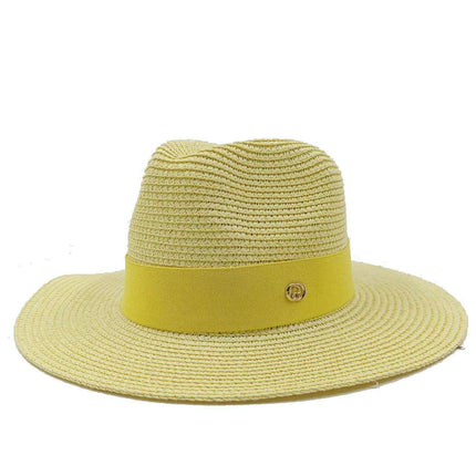 Chic Macaron White Straw Hat for Summer Travel - Essential Sun Protection for Beach Days 2023 - Très Elite