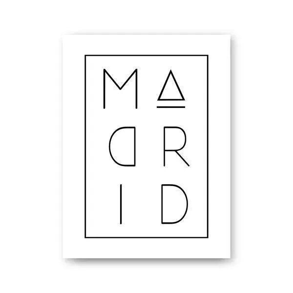 Chic Madrid Typography Map Canvas - Contemporary Home Decoration