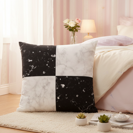 Chic Marble-Effect Cushion Cover for Contemporary Home and Office Styling
