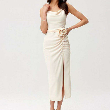 Chic Maribel Midi Cocktail Dress with Floral Accent by Roco Fashion - Très Elite