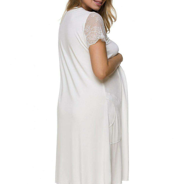 Chic Maternity Nightgown with Fashionable Printed Viscose Design
