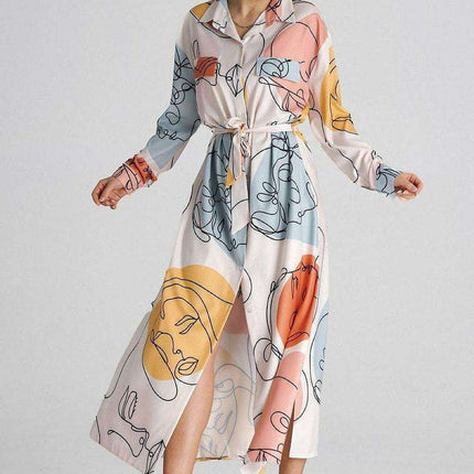 Chic Maxi Shirt Dress with Tailored Collar and Buttoned Sleeves - Très Elite