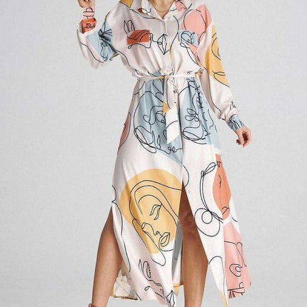 Chic Maxi Shirt Dress with Tailored Collar and Buttoned Sleeves - Très Elite