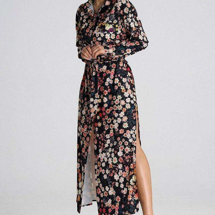 Chic Maxi Shirt Dress with Tailored Collar and Buttoned Sleeves - Très Elite