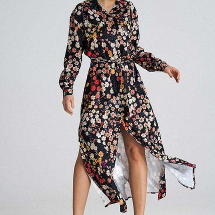 Chic Maxi Shirt Dress with Tailored Collar and Buttoned Sleeves - Très Elite