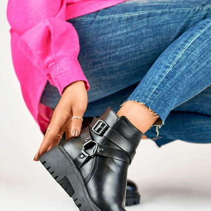 Chic Meraz Fur-Lined Heeled Ankle Boots with Tractor Sole - Très Elite