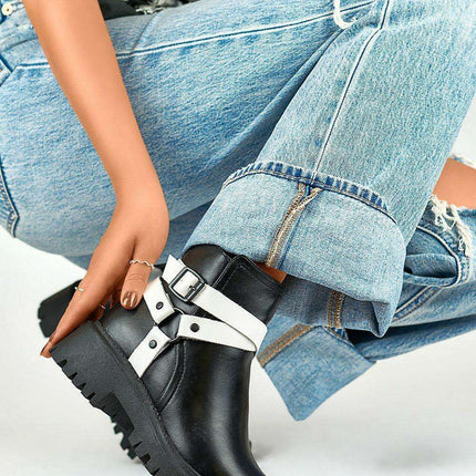 Chic Meraz Fur-Lined Heeled Ankle Boots with Tractor Sole - Très Elite