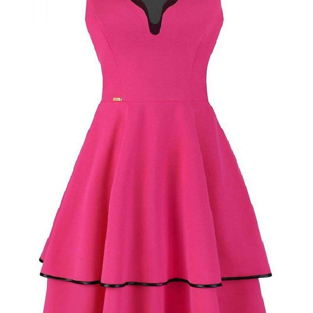 Chic Mesh Accented Fit-and-Flare Cocktail Dress