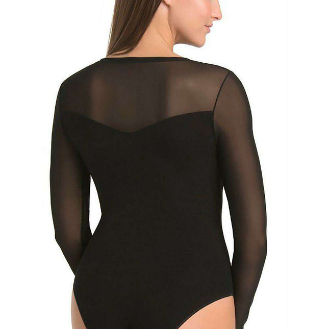 Chic Mesh Detail Long Sleeve Bodysuit