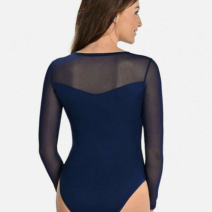Chic Mesh Detail Long Sleeve Bodysuit - Très Elite